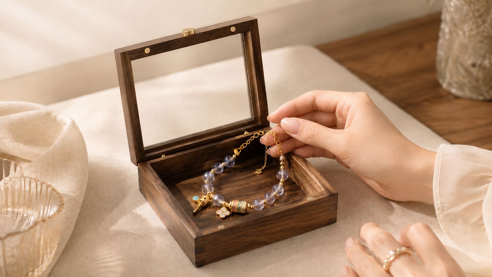 Braceletforluck bracelet presented in its signature jewelry box